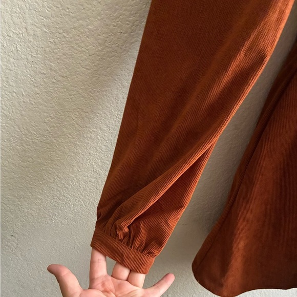 Francesca’s Paulette Corduroy Long Sleeve Rust Orange Mini Dress S - Picture 7 of 16